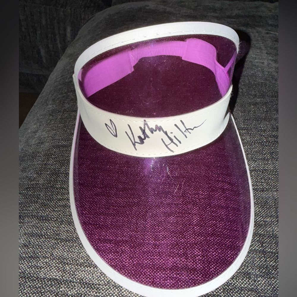 Purple and White Women's Visor - Signed by Kathy Hilton